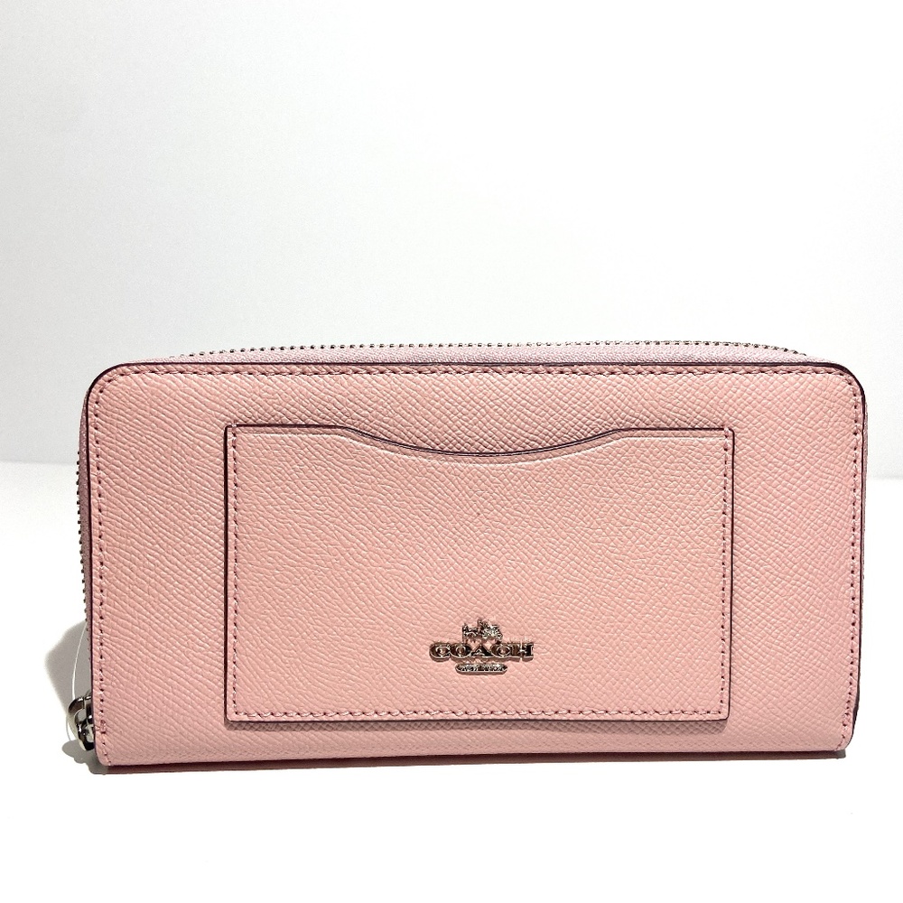 Coach Crossgrain Leather Accordion Zip Wallet- Blush 2